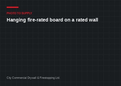 Placeholder plate reading “photo to supply — hanging fire-rated board on a rated wall”.