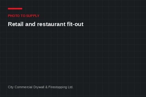 Placeholder plate reading “photo to supply — retail and restaurant fit-out”.