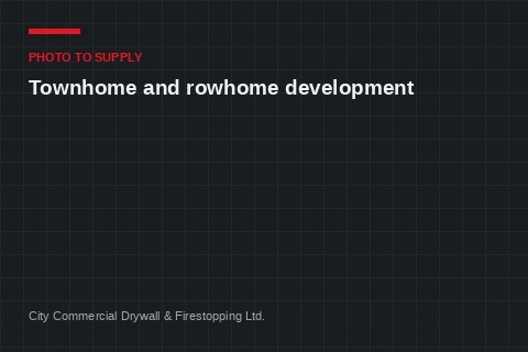 Placeholder plate reading “photo to supply — townhome and rowhome development”.